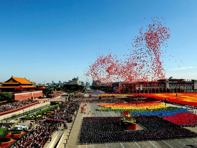 Photograph by Xie Huanchi/Xinhua Press/Corbis Balloons—and tightly managed state stagecraft: the sixtieth-anniversary celebration of the People’s Republic of China, held last October