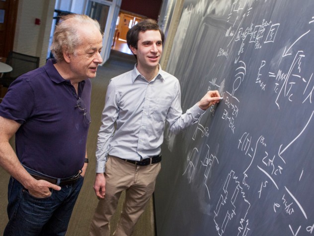 Photograph by Eliza Grinnell/SEAS Communications Harvard physicists Federico Capasso (left) and Steven J. Byrnes are part of a team proposing a new way to harvest renewable energy.