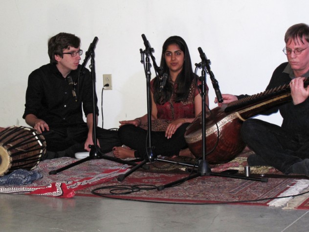 Photograph by Harvard Magazine/LL Music 190gw students perform two South Indian classical pieces, <i>Kripaju</i> and <i>Varanarada,</i> by the saint and composer Tyagaraja (1767-1847).