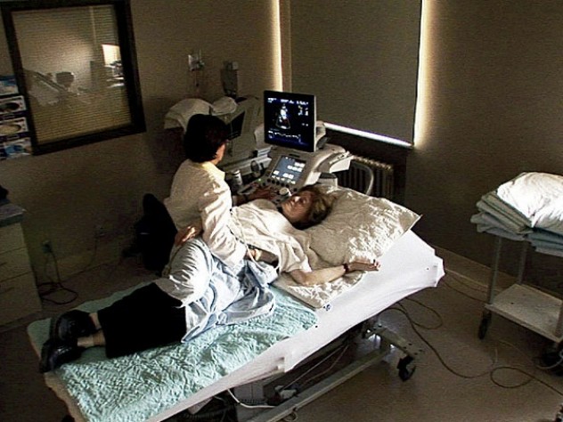 Photographs courtesy of <i>Indelible Lalita</i>/Julie Mallozzi Filmmaker Julie Mallozzi intercut scenes of Lalita Bharvani at home, tending to her garden or doing yoga, with startling images of x-rays and medical tests, including an echocardiogram. One poignant scene shows Bharvani visiting her elderly mother in India.
