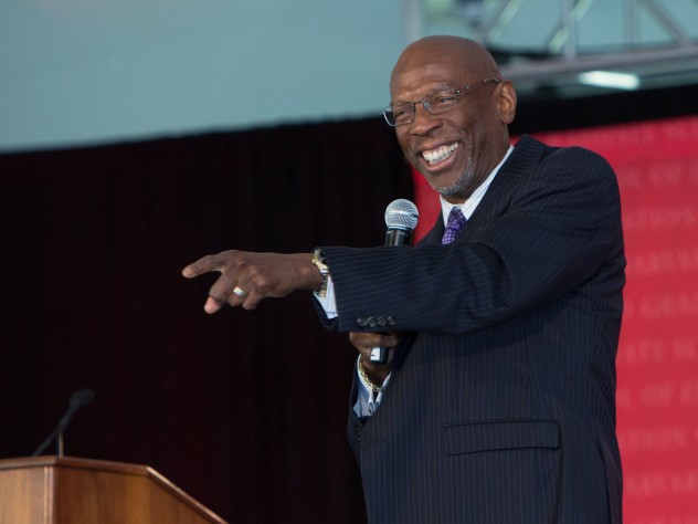 Photograph by Lisa Abitol/Harvard Graduate School of Education Geoffrey Canada delivered the keynote address.