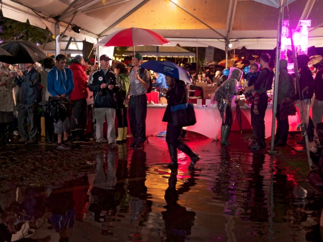 Photograph by Jim Harrison The rain made for a wet event, filling the Yard with mud and large, deep puddles.