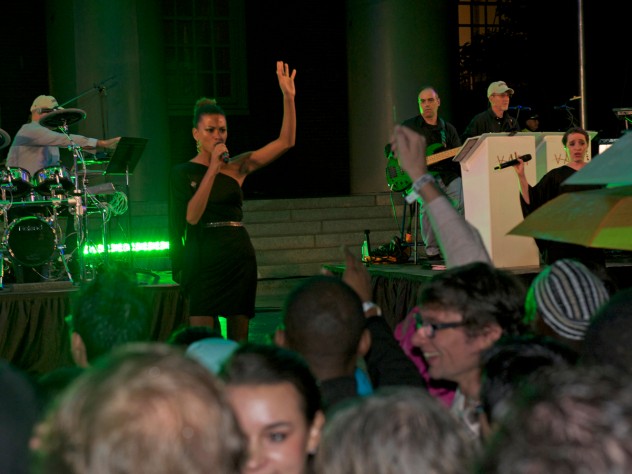 Photograph by Jim Harrison After the ceremony ended, the Jimmy Vali band played popular songs late into the night to keep partygoers dancing.