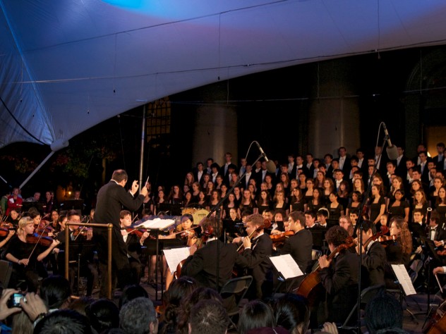 Photograph by Jim Harrison The Harvard-Radcliffe Orchestra performed as part of the evening's main ceremony.