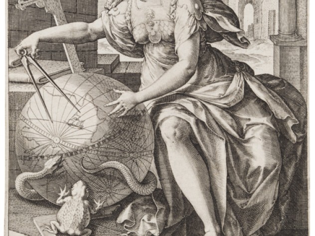 Department of Digital Imaging and Visual Resources, Harvard Art Museums, © 2011 President and Fellows of Harvard College Jan Sadeler I, after Maarten de Vos,<i> Geometry,</i> from the series <i>The Seven Liberal Arts,</i> after 1575. Engraving