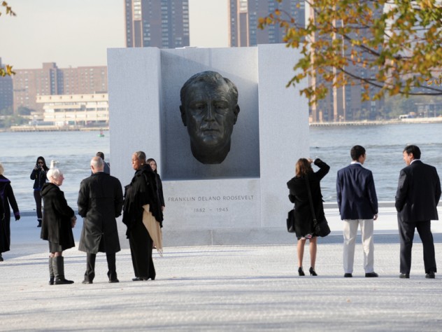 Photograph by Diane Bondareff Photography People gathered on the island on October 17 to officially open the Franklin D. Roosevelt Four Freedoms Park.