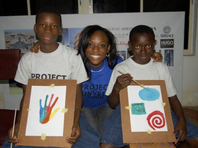 Courtesy of Oluwadara Johnson Camp participants Alabi Dolapo and Ayoade Basirat show off their artwork.