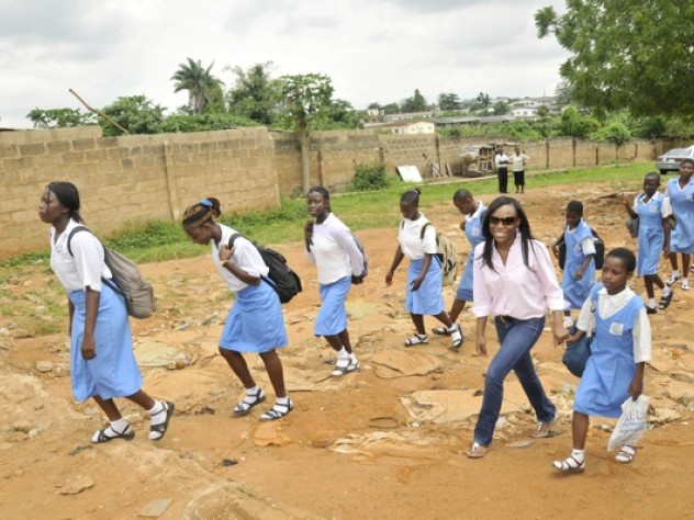 Courtesy of Oluwadara Johnson Oluwadara Johnson ’10 organized a performing-arts-themed camp for disadvantaged girls last summer in Ibadan, Nigeria. Here, she picks up the girls from a meeting point to bring them to the site of the camp.