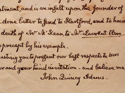 Excerpt of a letter from John Quincy Adams