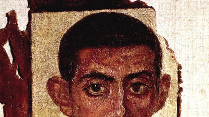 Painted portrait of a man from a Hellenistic coffin found in Egypt