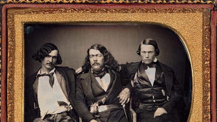 Circa 1853 photograph of Lawman Captain Harry Love and two of his California Rangers, the state's first law-enforcement agency
