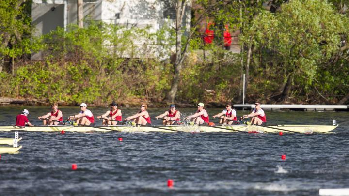 The undefeated varsity heavies in action at the Sprints