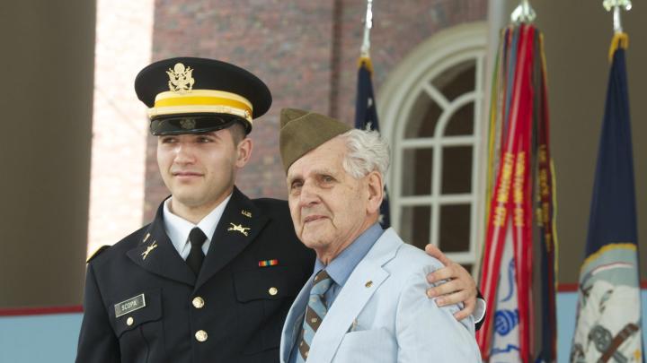 William Scopa with his grandfather, Pfc. (retired) Salvatore Scopa, a veteran of World War II’s Italian campaign