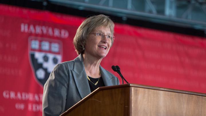 President Drew Faust lauded the HGSE community for its "grit" and spirit of exploration.
