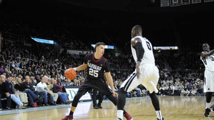 Freshman Corey Johnson sank five three-pointers against Providence on Saturday, the most by any Harvard player since then-senior Laurent Rivard sank six in 2014.