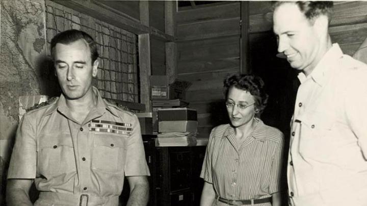 Du Bois at OSS headquarters in Ceylon with Lord Mountbatten (at left), circa 1944