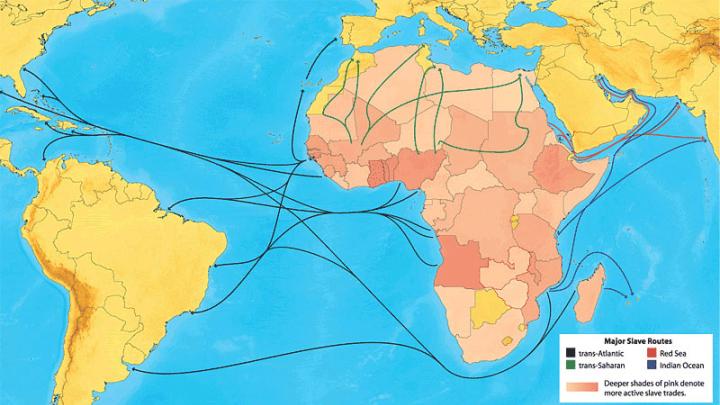 The slave trade shipped Africans to the Americas, the Middle East, and Asia; where victims ended up depended in part on which trade route their captors used. In total, the four routes ferried nearly 20 million people out of Africa.