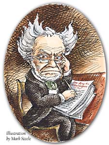 Schopenhauer. Illustration by Mark Steele.