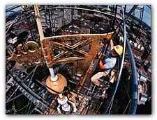 Restoration of Bell Tower Closeup. Photograph by David L. Ryan/Boston Globe.
