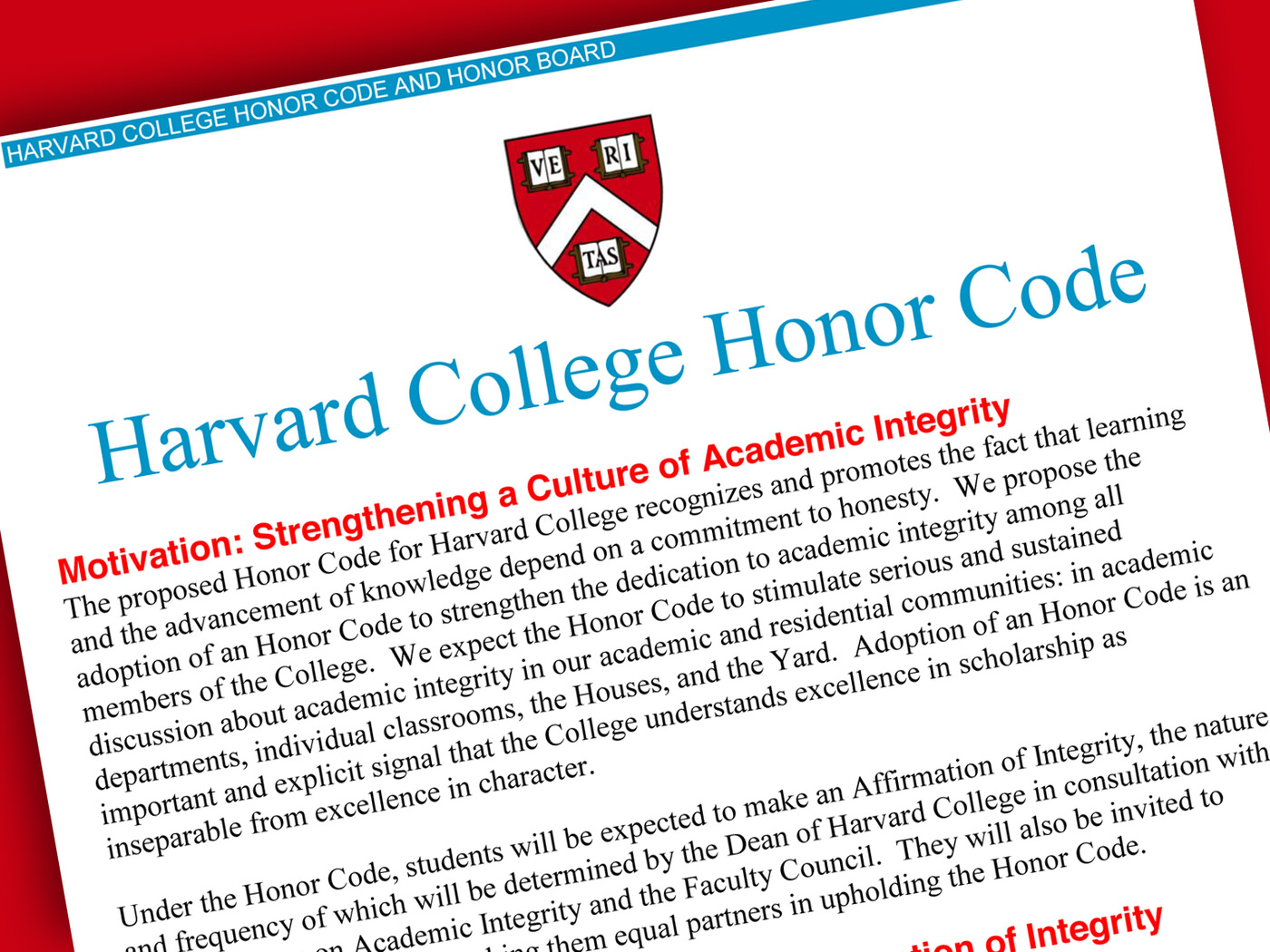 Harvard College adopts honor code  Harvard Magazine