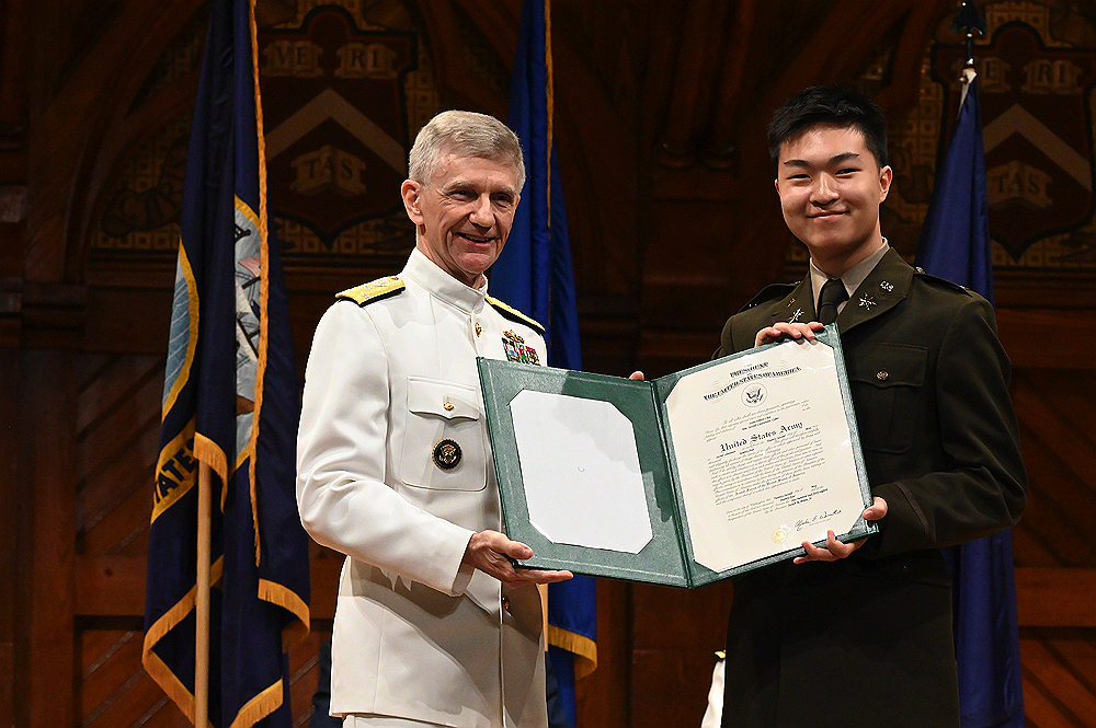 U.S. Army cadet receiving commission
