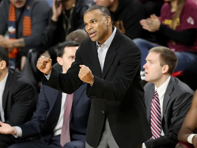 Photograph by Gil Talbot/courtesy of Harvard Athletic Communications After suffering back-to-back losses for the first time since March 2013, Amaker (shown here coaching against Arizona State) told his team before playing Grand Canyon that they needed to play with “purpose” and “fight until the end.”