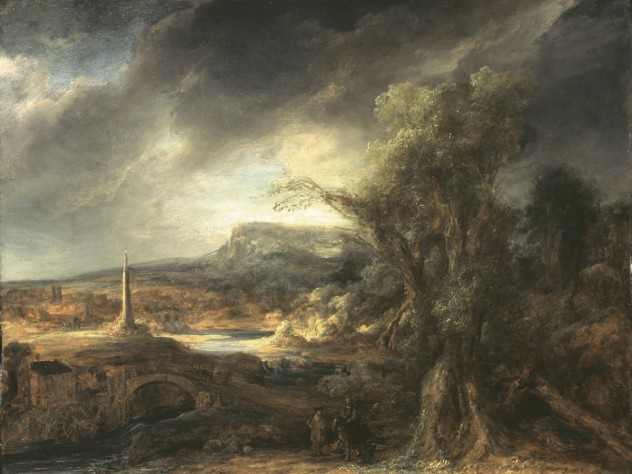 Image courtesy of the Isabella Stewart Gardner Museum Govaert Flinck, <i>Landscape with an Obelisk, </i>1638. Oil on oak panel, 54.5 x 71 cm. Inscribed faintly at the foot on the right: R. 16.8 (until recently attributed to Rembrandt). Long attributed to Rembrandt, this work was recognized in the 1980s as the work of his pupil, Govaert Flinck. Of Rembrandt, Isabella Gardner wrote to her friend and advisor: “I really don’t adore Rembrandt. I only like him.” Gardner placed this work on a table alongside a window, opposite Vermeer’s <i>The Concert</i>.