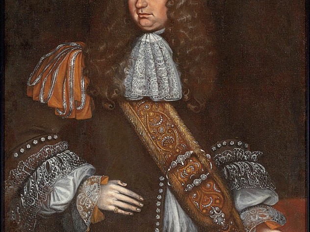 Thomas Smith, Portrait of a Man, Probably Sir George Downing, c. 1675-90. Oil on Canvas. Harvard Univeristy Portrait Collection, Gift of Mr. Robert Winthrop, Class of 1926, to Harvard College, 1946, H527. George Downing, A.B. 1642, the probable subject of this portrait by Thomas Smith, was a member of Harvard’s first graduating class. His checkered career in England led to a baronetcy and seat in Parliament.