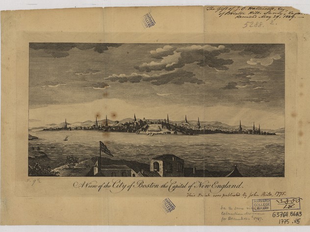 A sketch of a view of Boston from across the water
