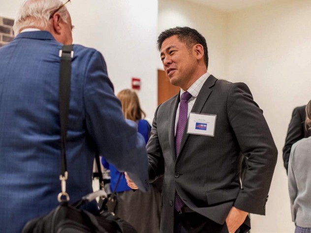 Photograph of Steven Choi advocating for 2020 census count