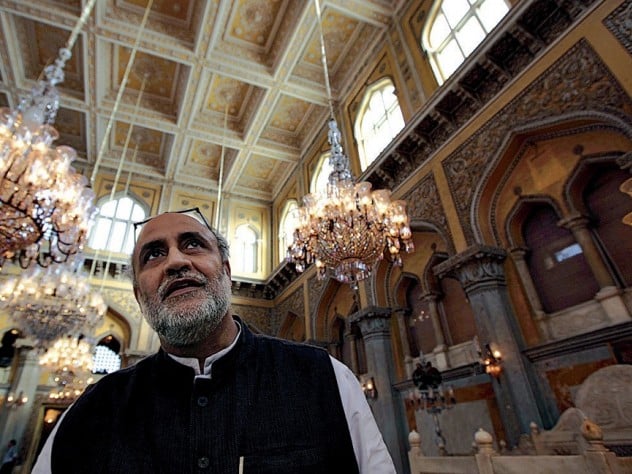 Photograph by Peter Pereira Rahul Mehrotra stands in the <i>darbar,</i> the ceremonial hall where coronations took place.