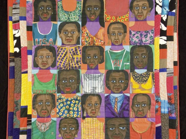 Photograph courtesy of the International Quilt Study Center and Museum/www.quiltstudy.org “The Women: Mask Face Quilt #1,” a 1986 African-American studio-art quilt by Faith Ringgold, New York City