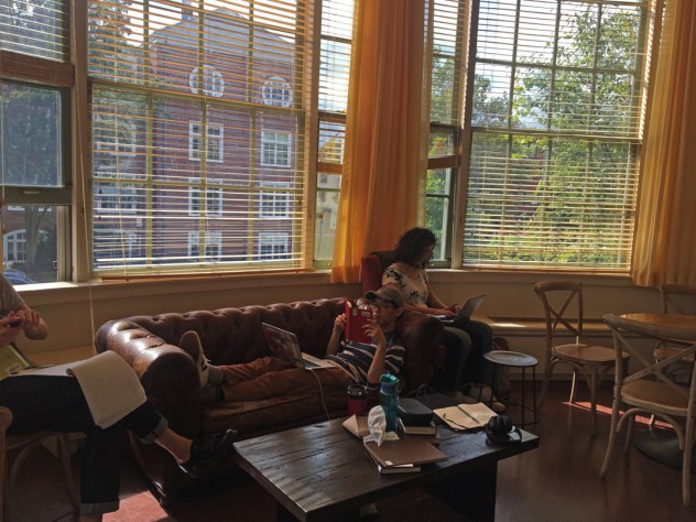Students studying in the Barker Café