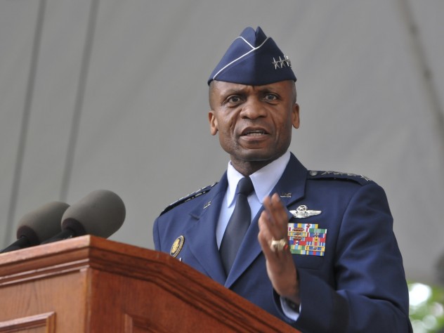Photograph by Jim Harrison U.S. Air Force general Darren W. McDew, commander of Air Mobility Command, delivered the main address.