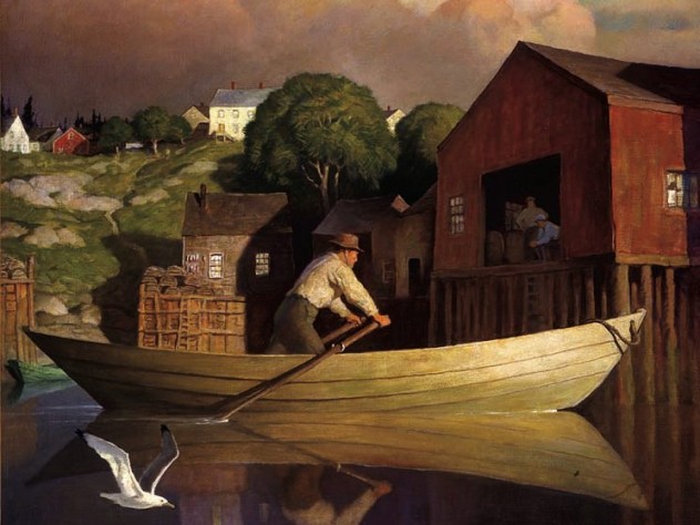 Copyright © 2015 National Museum of American Illustration, Newport, Rhode Island/Photograph courtesy of the Archives of American Illustrators Gallery, New York, New York N.C. Wyeth reportedly considered <i>The Doryman</i> (1933) one of his best works.