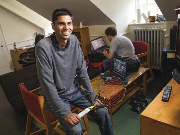 Photograph by Jim Harrison Juniors Shaun Chaudhuri, a varsity tennis player, and roommate Cory Pletan at home in Eliot House