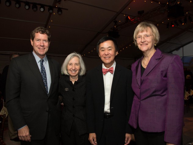 Two of the Law School campaign’s three co-chairs—James A. Attwood Jr., J.D.-M.B.A ’84, and Morgan Chu, J.D. ’76—with Dean Minow and President Drew Faust