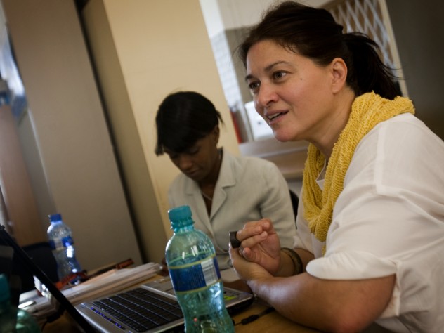 Photograph by Nadine Hutton Lecturer on medicine Krista Dong directs iTEACH, a set of innovative initiatives to improve HIV care in South Africa. In the background is iTEACH deputy director Zinhle Thabethe.