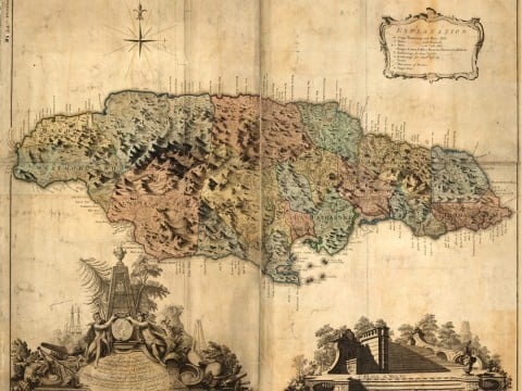 An original eighteenth-century colonial map of Jamaica