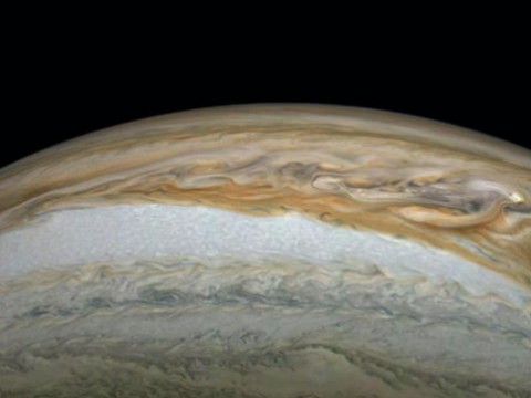 A close-up photograph of Jupiter, including its Great Red Spot