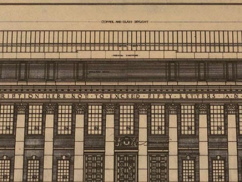Architectural plan for Widener Library
