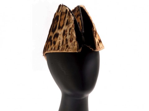 a hat made of jaguar pelt