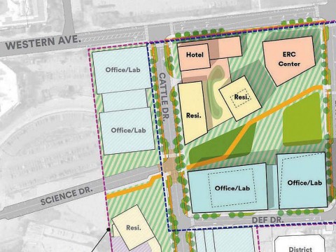 Project plan showing first and proposed second phases of Enterprise Research Campus development in Allston