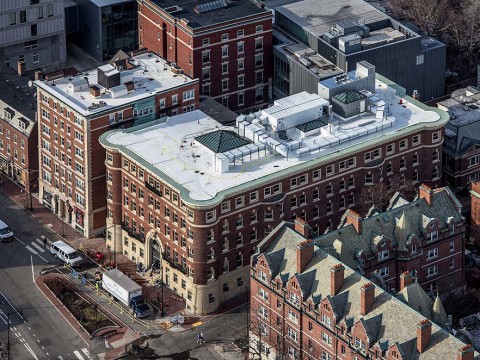 Aerial view of Adams House, now being renovated