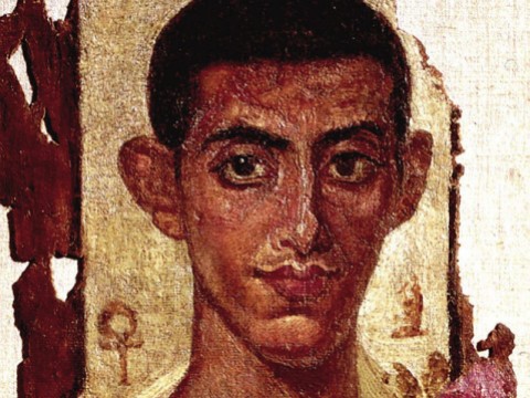 Painted portrait of a man from a Hellenistic coffin found in Egypt