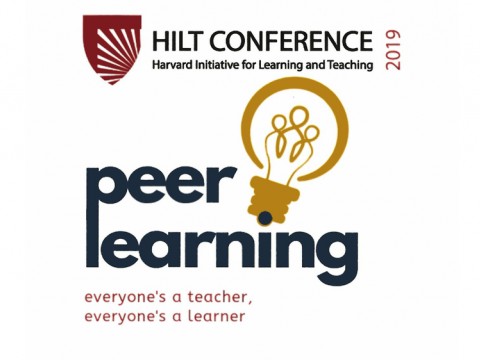 A scan from the program for the eighth annual conference of the Harvard Initiative for Learning and Technology, including the words "peer learning" and a drawing of a lightbulb.