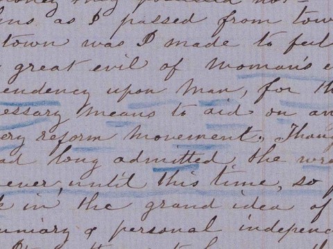 Detail of a handwritten page from suffragist Susan B. Anthony’s journal, used as an example of the kinds of manuscripts volunteers are transcribing for Harvard libraries and archives.