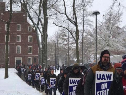 Photograph of Harvard graduate students during their strike