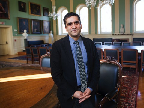Rakesh Khurana, Dean of Harvard College, photographed in the Faculty of Arts and Sciences’ Faculty Room