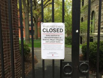 The shut gates of Harvard Yard 